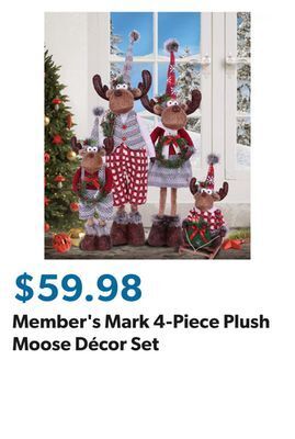 Sam's Club Member's mark 4-piece plush moose décor set offer