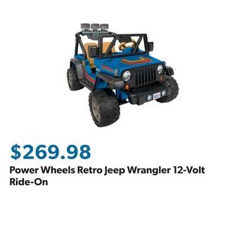 Sam's Club Power wheels retro jeep wrangler 12-volt ride-on offer