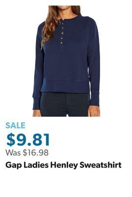 Sam's Club Gap ladies henley sweatshirt offer