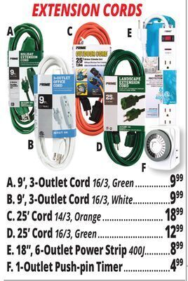 Ocean State Job Lot Extension cords offer