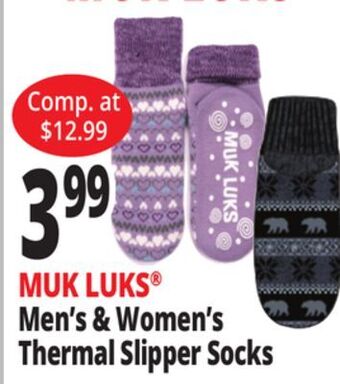 Ocean State Job Lot Muk luks® men's & women's thermal slipper socks offer