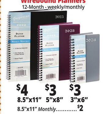 Ocean State Job Lot Wirebound planners offer