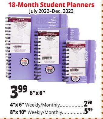 Ocean State Job Lot 18-month student planners offer