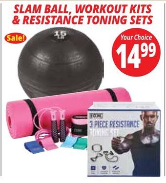 Ocean State Job Lot Slam ball, workout kits & resistance toning sets offer