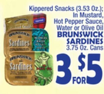 Bravo Supermarkets Brunswick sardines 3.75 oz. cans offer