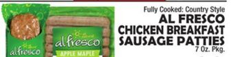 Bravo Supermarkets Al fresco chicken breakfast sausage patties offer