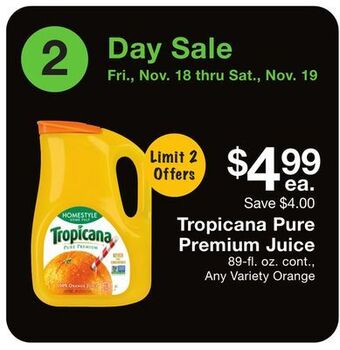 Fairway Store Market Tropicana pure premium juice offer