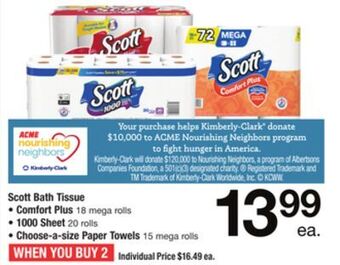ACME Scott bath tissue offer