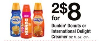 ACME Dunkin' donuts or international delight creamer offer