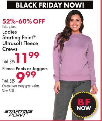 Boscov's Ladies starting point® ultrasoft fleece crews offer