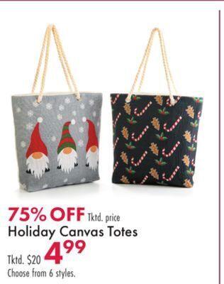 Boscov's Holiday canvas totes offer