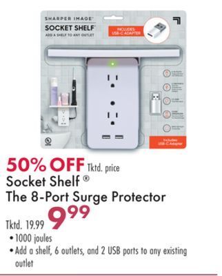 Boscov's Socket shelf® the 8-port surge protector offer