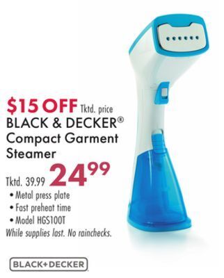 Boscov's Black & decker® compact garment steamer offer