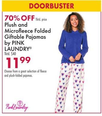 Boscov's Plush and microfl eece folded giftable pajamas by pink laundry® offer