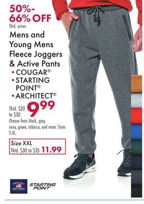 Boscov's Mens and young mens fleece joggers & active pants offer