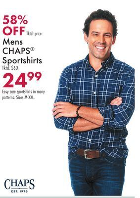 Boscov's Mens chaps® sportshirts offer