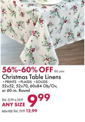 Boscov's Christmas table linens offer