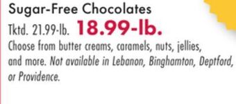 Boscov's Sugar-free chocolates offer