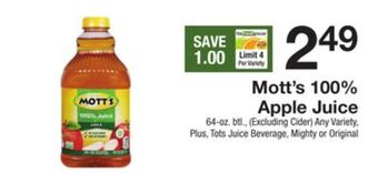 The Fresh Grocer 100% apple juice offer