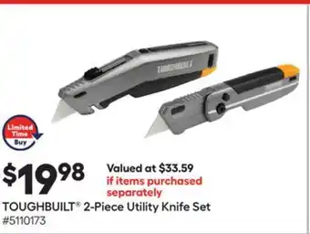 Lowe's Toughbuilt® 2-piece utility knife set offer