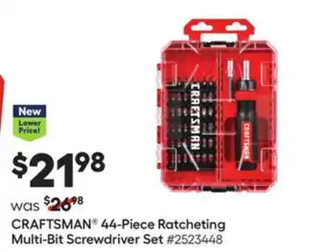 Lowe's Craftsman® 44-piece ratcheting multi-bit screwdriver set offer