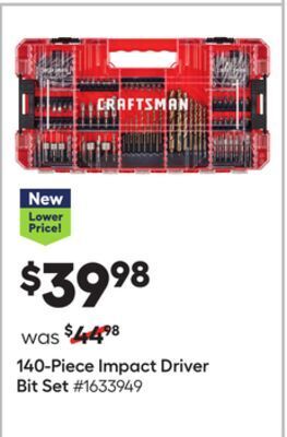 Lowe's 140-piece impact driver bit set offer