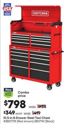 Lowe's 51.5-in 8-drawer steel tool chest offer