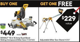 Lowe's Dewalt® 12-in 15-amp dual-bevel sliding compound miter saw offer