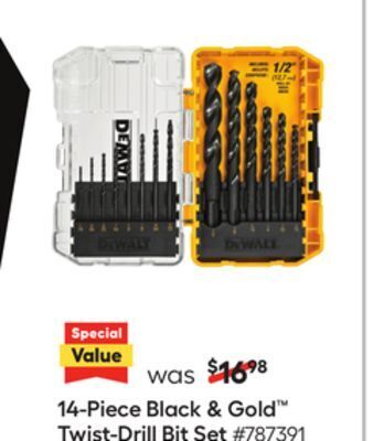 Lowe's 14-piece black & gold™ twist-drill bit set offer