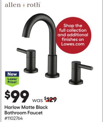 Lowe's Harlow matte black bathroom faucet offer
