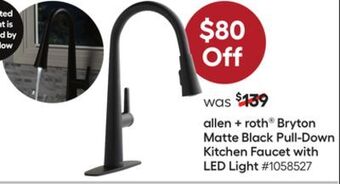Lowe's Allen + roth® bryton matte black pull-down kitchen faucet with led light offer