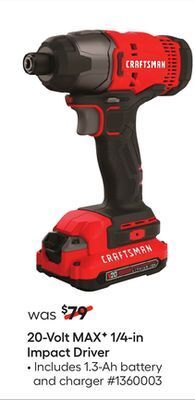 Lowe's 20-volt max f 1/4-in impact driver offer