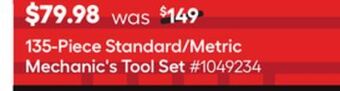 Lowe's 135-piece standard/metric mechanic's tool set offer