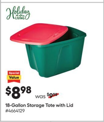 Lowe's 18-gallon storage tote with lid offer