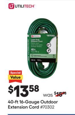 Lowe's 40-ft 16-gauge outdoor extension cord offer