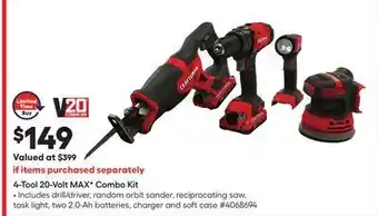Lowe's 4-tool 20-volt max f combo kit offer