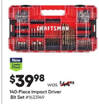 Lowe's 140-piece impact driver bit set offer