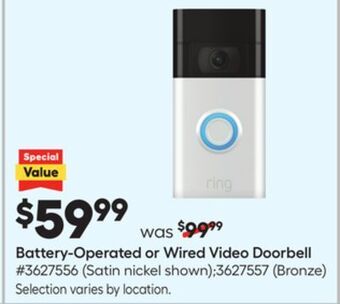 Lowe's Battery-operated or wired video doorbell offer