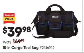 Lowe's 18-in cargo tool bag offer