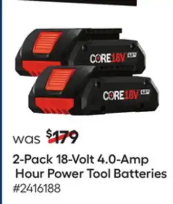 Lowe's 2-pack 18-volt 4.0-amp hour power tool batteries offer