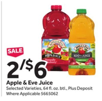 Stop&Shop Apple & eve juice offer