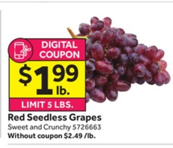 Stop&Shop Red seedless grapes offer