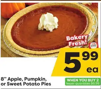 Weis Markets 8" apple, pumpkin, or sweet potato pies offer