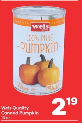 Weis Markets Weis quality canned pumpkin offer