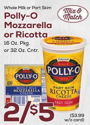 DeCicco & Sons Polly-o mozzarella or ricotta offer