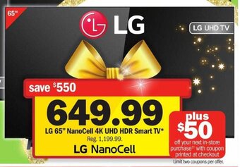 Meijer LG 65" NanoCell 4K UHD HDR Smart TV offer
