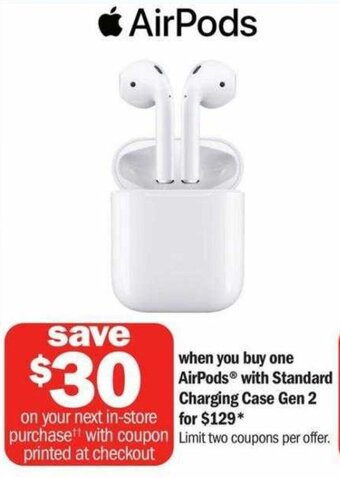 Meijer AirPods with Standard Charging Case Gen 2 offer