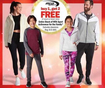 Meijer Entire Stock of MTA Sport Activewear for the Family offer