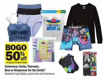 Meijer Underwear, Socks, Thermals, Bras or Shapewear for the Family offer