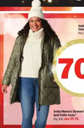 Meijer Sebby Women's Diamond Quilt Puffer Coats offer